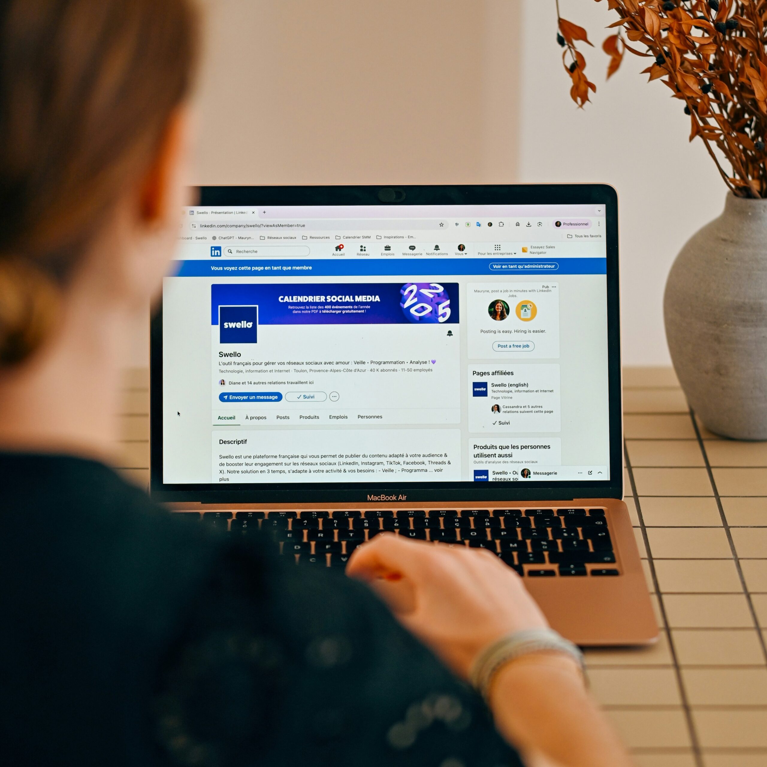 Woman using computer